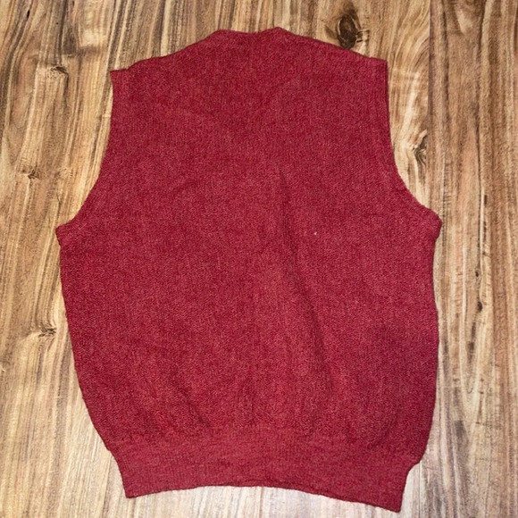 Andean men’s vest medium alpaca wool sweater red orange vneck stretch trend - Picture 3 of 5